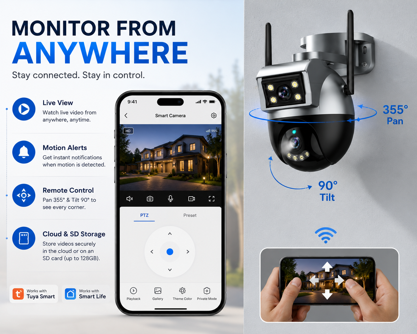 Dual Lens WiFi Smart Security Camera