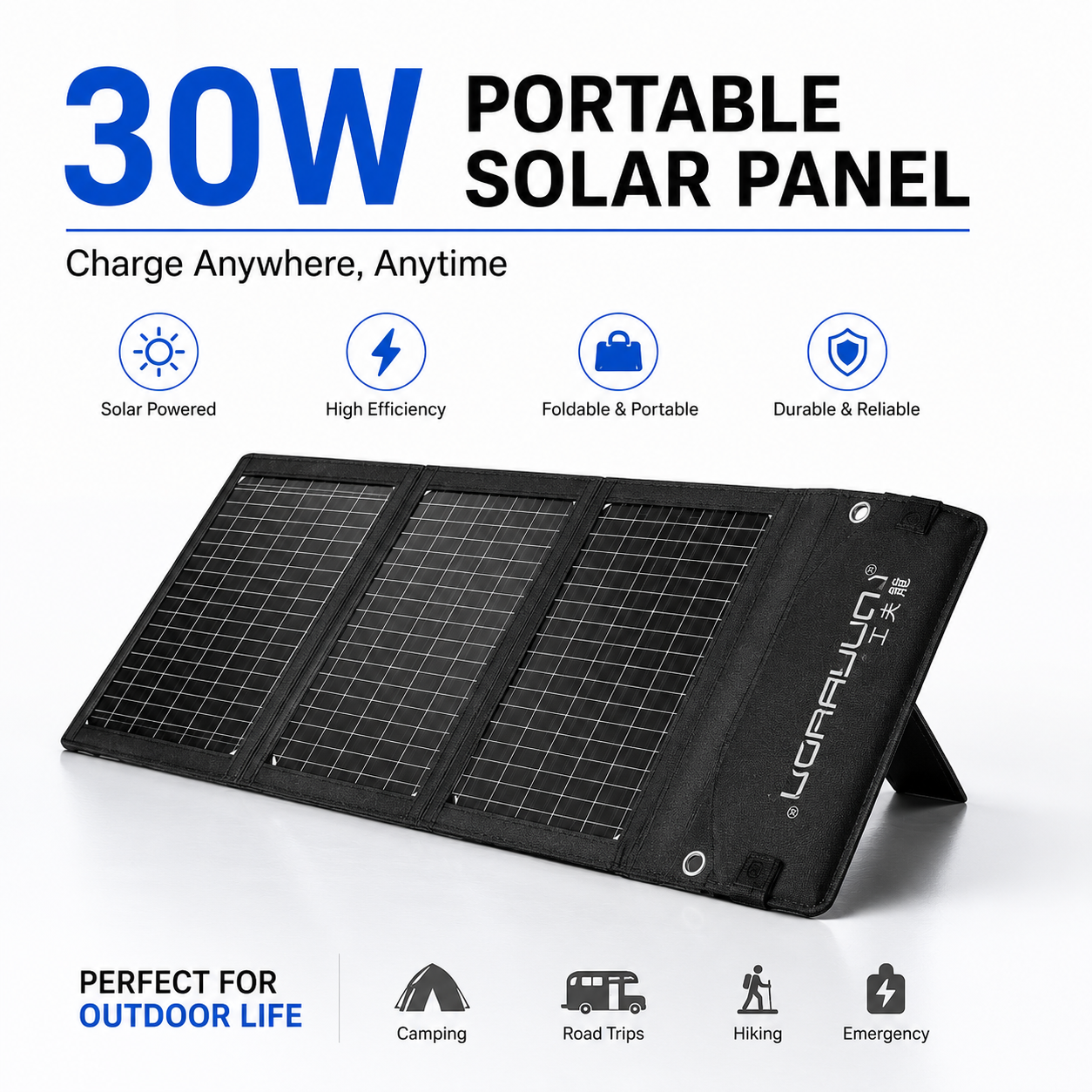 30W Foldable Solar Panel Charger | Portable Outdoor Solar Power