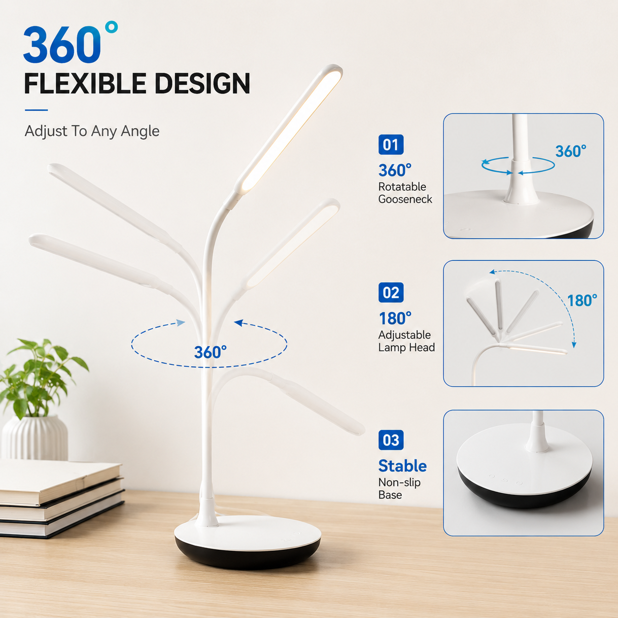 LED Desk Lamp – 360° Flexible Touch Lamp