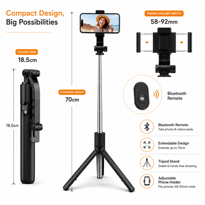 Bluetooth Selfie Stick Tripod R1S