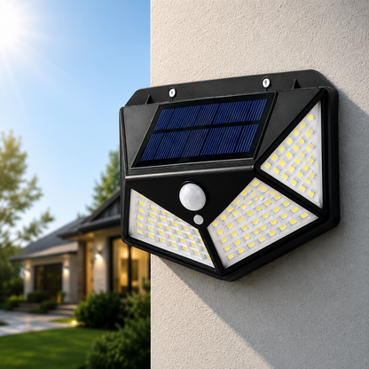 Solar Motion Sensor Wall Light | 100 LEDs Outdoor Waterproof Lamp