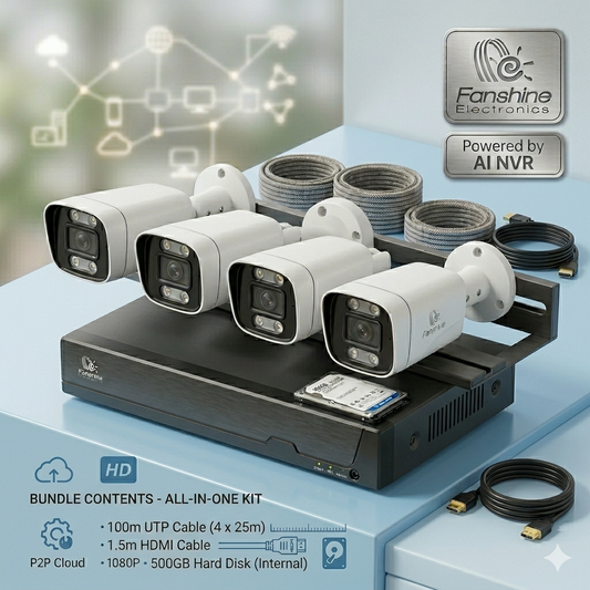 Fanshine 10-Channel PoE Security Camera Kit (4-Camera System, 2MP / 5MP Options)
